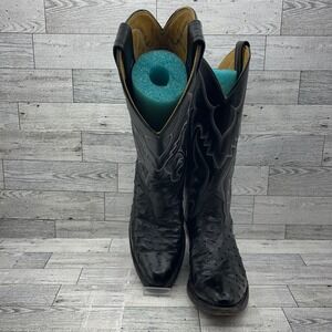 Nocona Black Exotic Western Full Quill Ostrich‎ Boots Women Size 6.5B